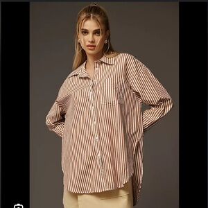 Anthropologie Bennett Button Down by Maeve in Brown Stripe